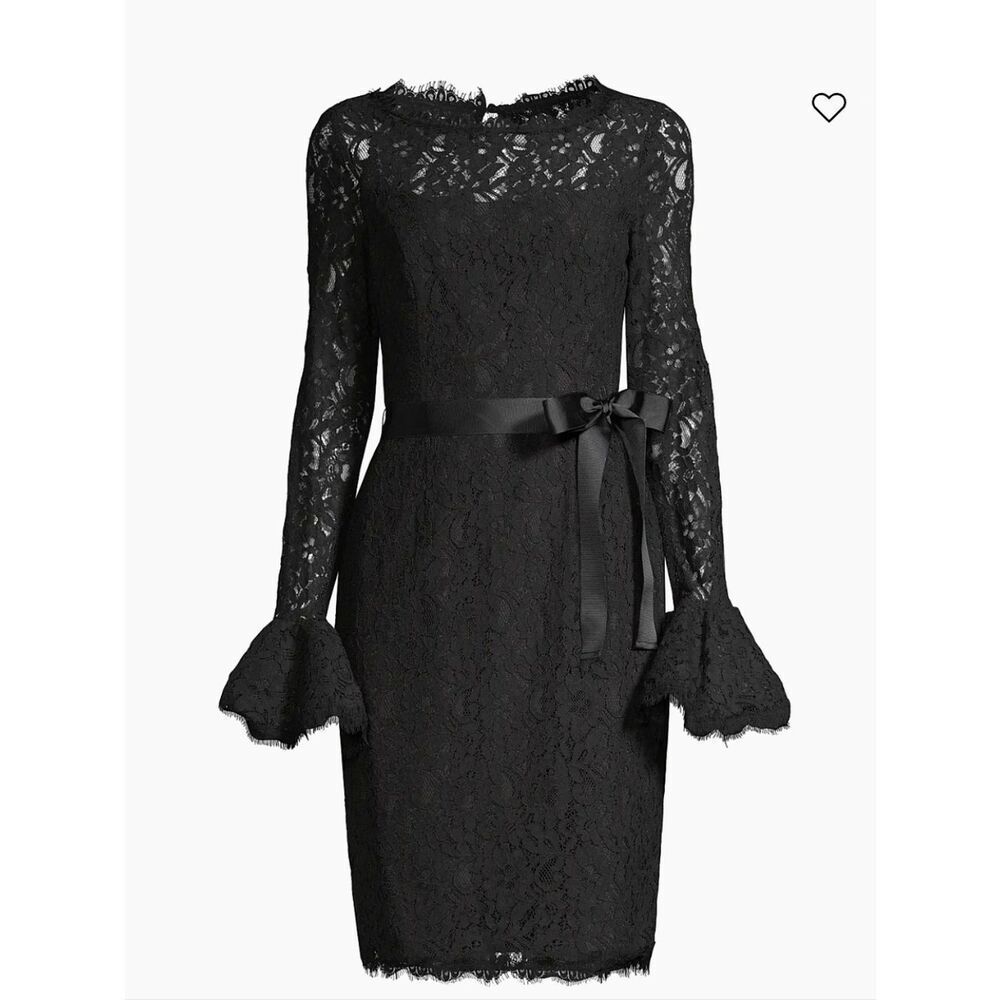 NWT Shani Black Lace Bell Sleeve Sheath Dress Size 12